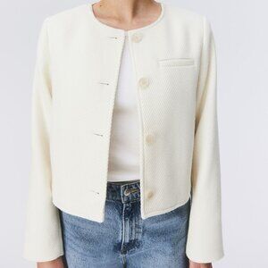 (NWT) H&M - cream short twill jacket (large)
